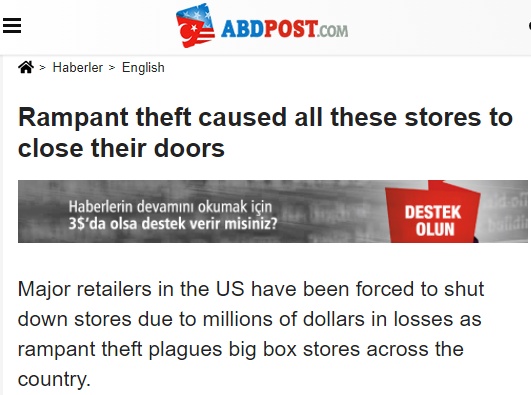 美国零售盗窃不断，沃尔玛、Target被迫关店