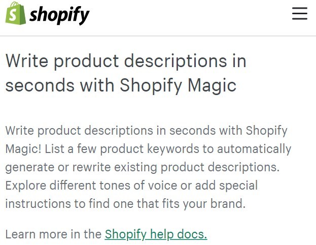 Shopify推出基于AI技术高效工具Shopify Magic