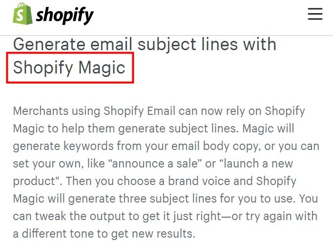Shopify推出人工智能工具Shopify Magic 提升撰写效率