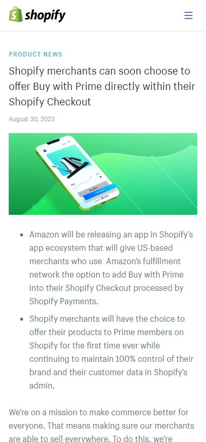 亚马逊向Shopify商家开放物流网络
